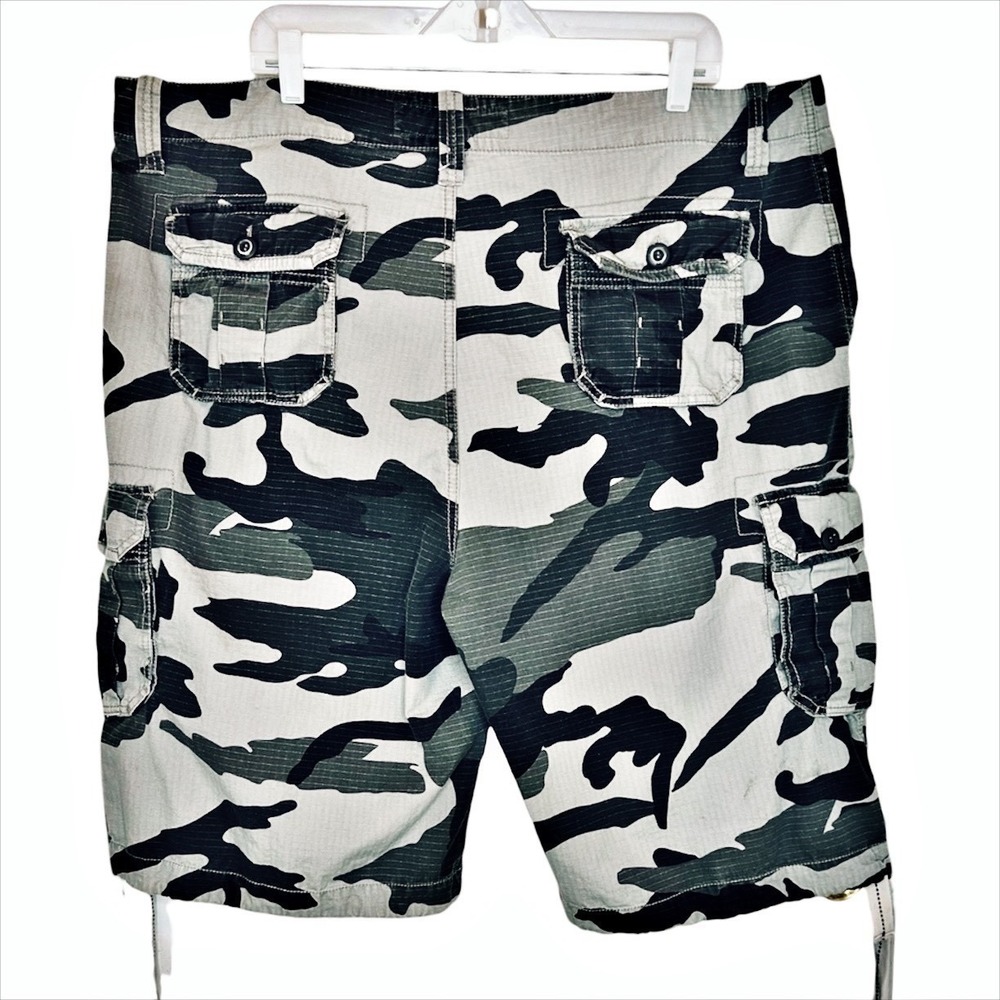 Smoke Rise Cargo Shorts Camo 44 XXL Gray Green Ripstop Streetwear Skater VTG Y2K - Picture 2 of 7